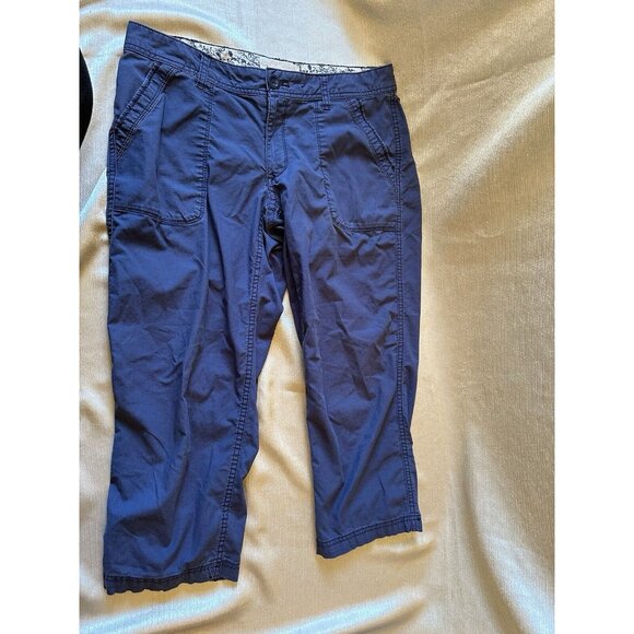 Eddie Bauer Ripstop Women Capri Pant Sz 6 Navy Cotton Cargo Mid Rise Casual - Picture 2 of 9